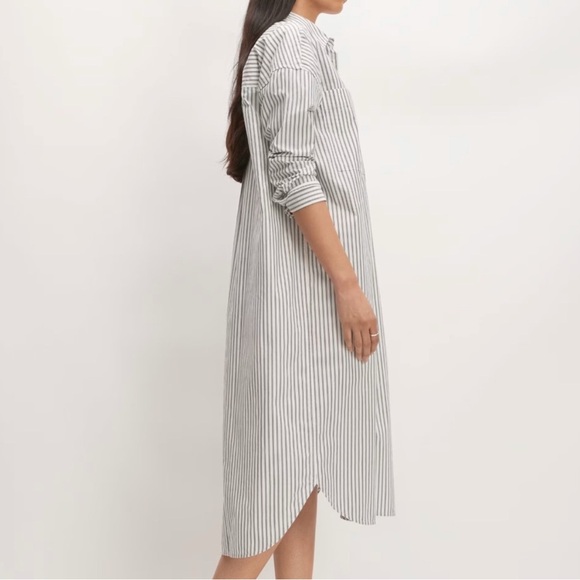 -EVERLANE Midi Cotton Shirt Dress - Bone White/Black Women’s Size 00 - Picture 8 of 15